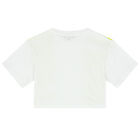 Girls White & Yellow Logo T-Shirt, 1, hi-res