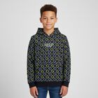 Boys Navy Blue Logo Hooded Top, 1, hi-res
