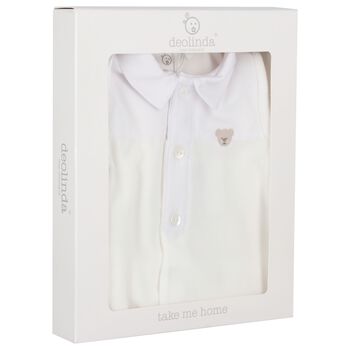 افرول اولاد بطبعه تيدى بير باللون العاجى والابيض , 2 افرول اولاد بطبعه تيدى بير باللون العاجى والابيض