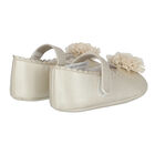 Baby Girls Gold Flower Pre Walker Shoes, 3, hi-res