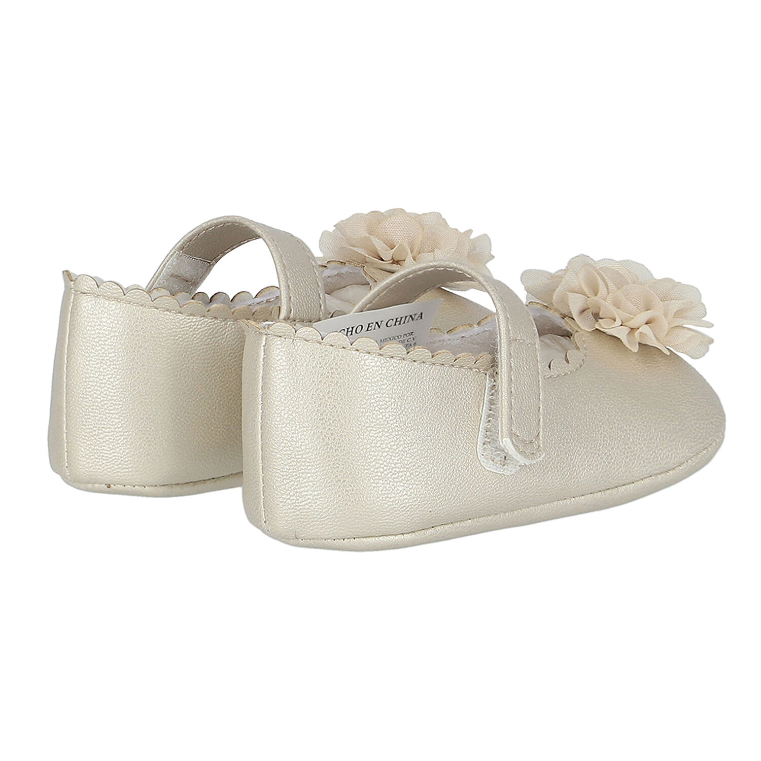 Baby Girls Gold Flower Pre Walker Shoes, 3, hi-res image number null