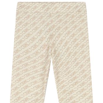 Girls Beige Logo Leggings, 1 Girls Beige Logo Leggings
