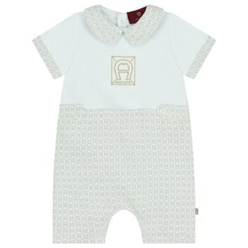 Baby Boys Blue Logo Romper