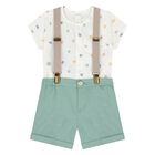 Baby Boys Green & White Shorts Set, 2, hi-res