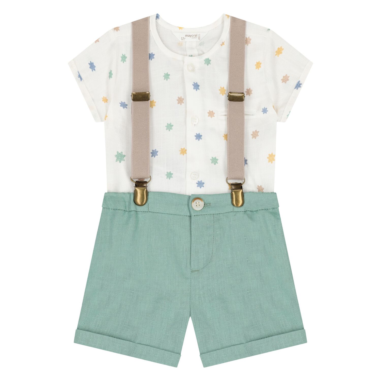 Baby Boys Green & White Shorts Set, 2, hi-res image number null