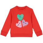 Younger Girls Red Hearts Tracksuit, 1, hi-res