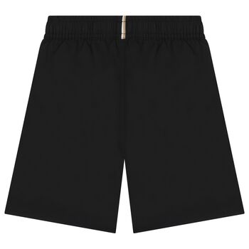 شورت سباحة أسود للأولاد بشعار