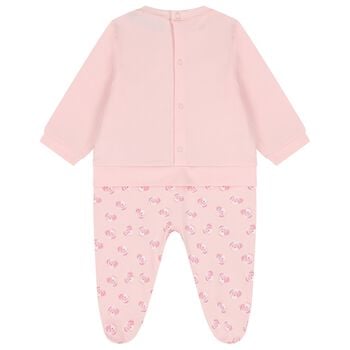 Baby Girls Pink Teddy Bear Logo Babygrow