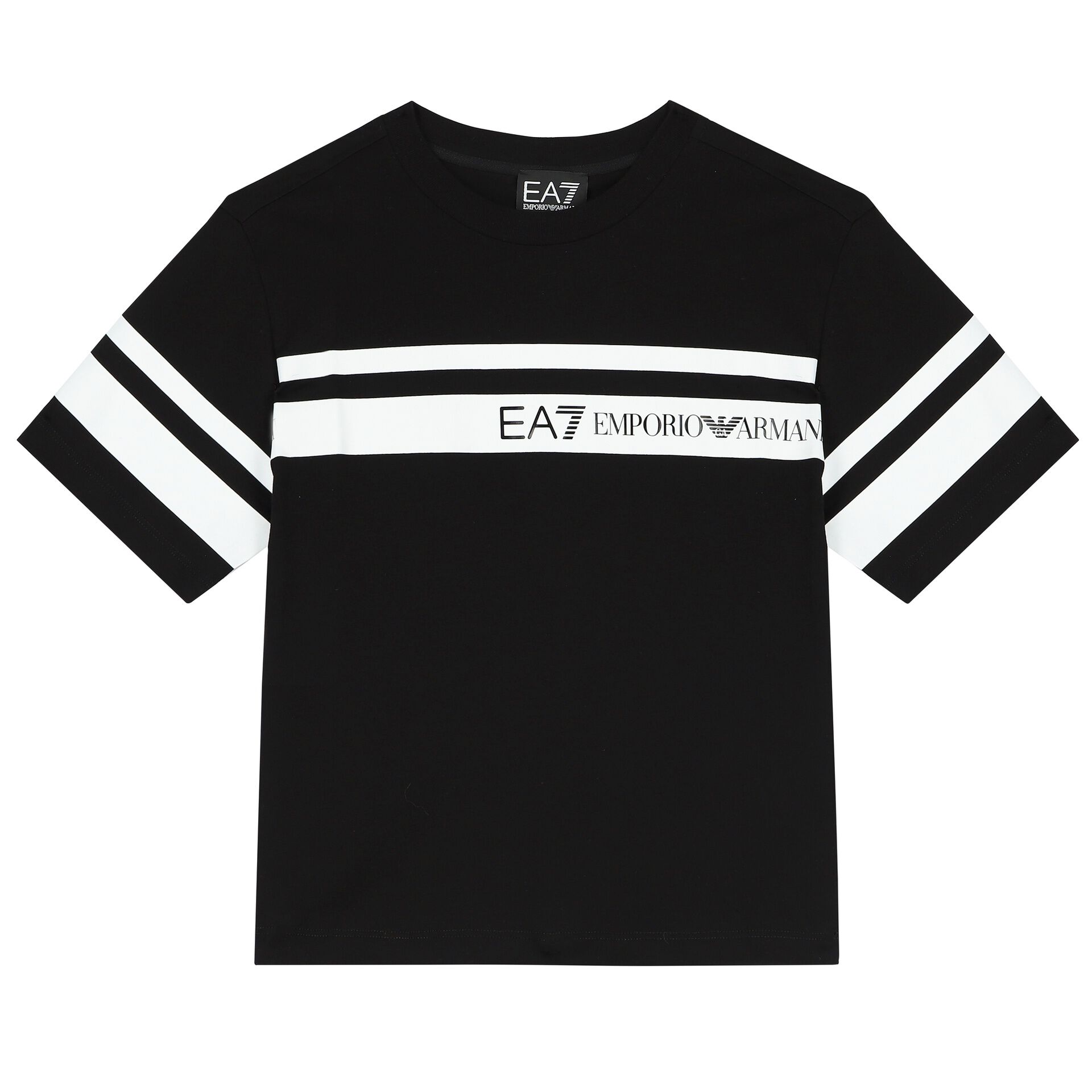 EA7 Emporio Armani Boys Black Logo T Shirt Junior Couture UAE
