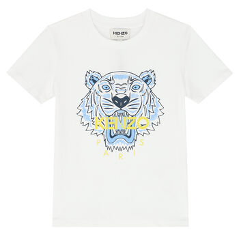 Boys White Tiger Logo T-Shirt