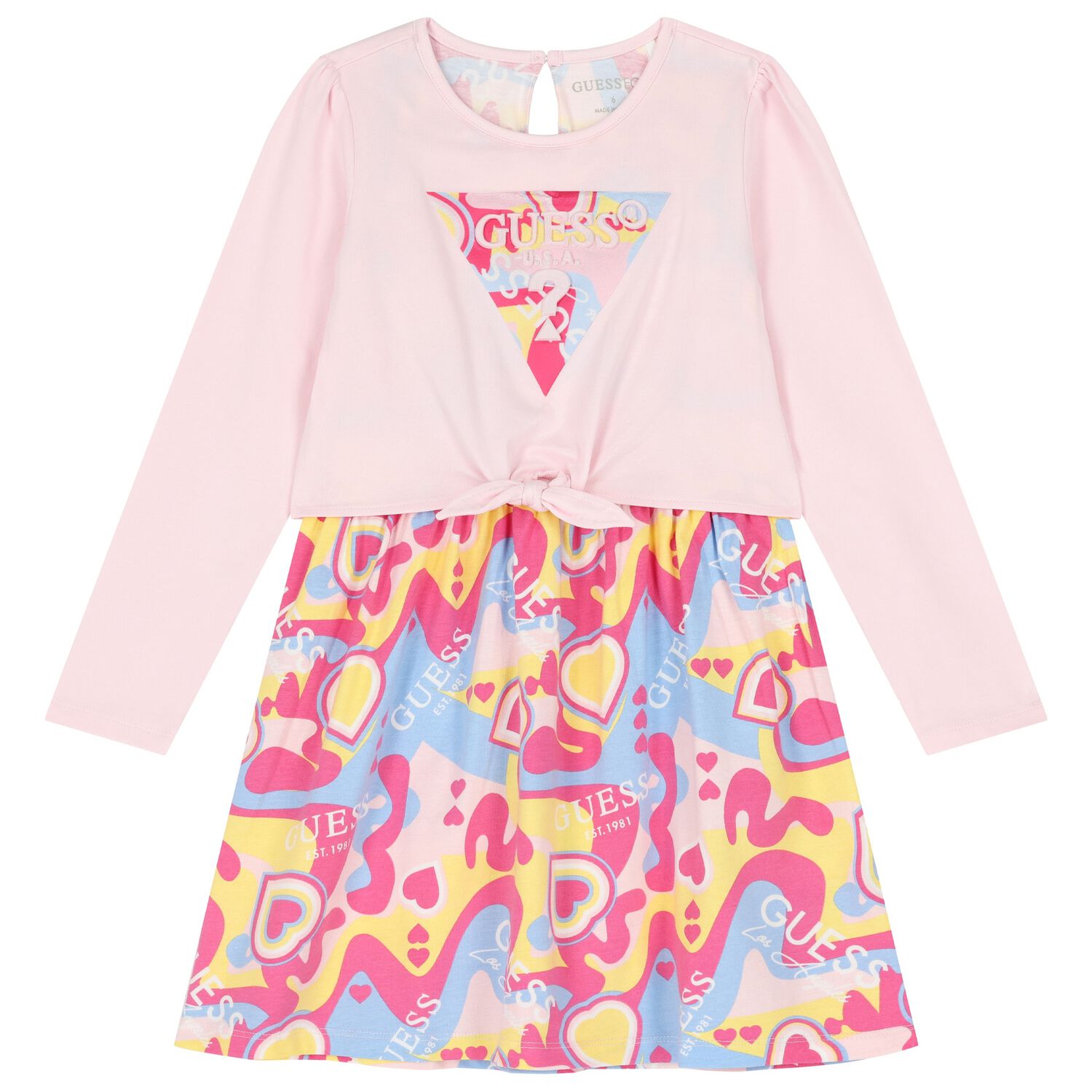 Girls Pink Logo Abstract Dress, 1, hi-res