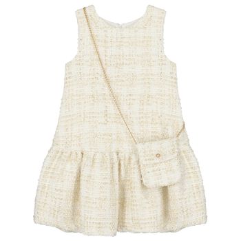 Girls Ivory & Gold Dress Set