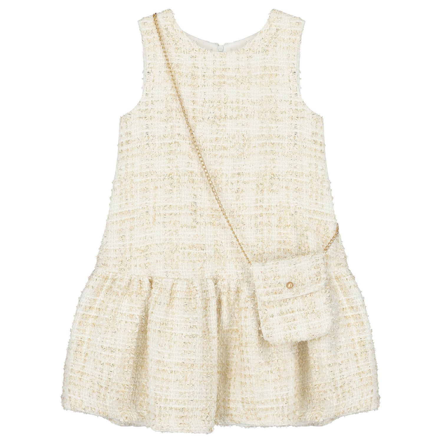 Girls Ivory & Gold Dress Set, 1, hi-res image number null