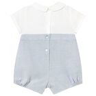 Baby Boys White & Blue Romper, 2, hi-res
