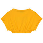 Girls Yellow Logo Crop Top, 1, hi-res