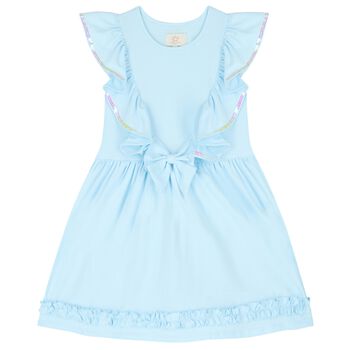 Girls Blue Ruffle Dress