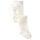 جوارب طويلة مكشكشة للبنات باللون العاجي , 1, hi-res