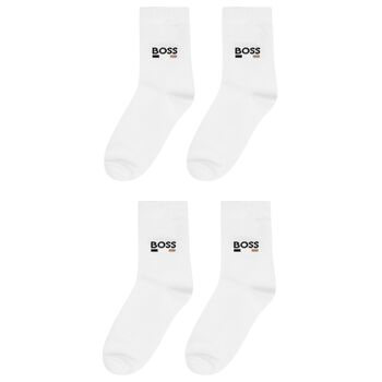 Boys White Logo Socks ( 2-Pack )