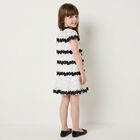 Girls White & Black Embroidered Floral Dress , 1, hi-res