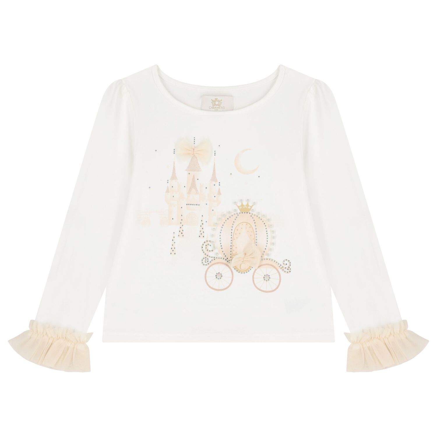 طقم تنوره بنات بطبعه قلعه باللون البيج والعاجى , 2, hi-res