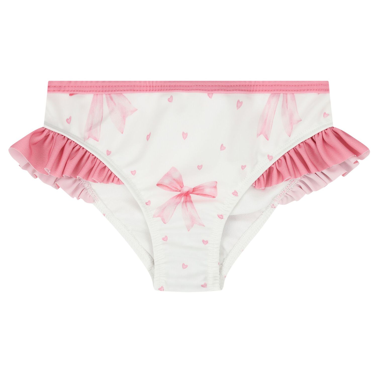 Girls White & Pink Bow Bikini, 1, hi-res