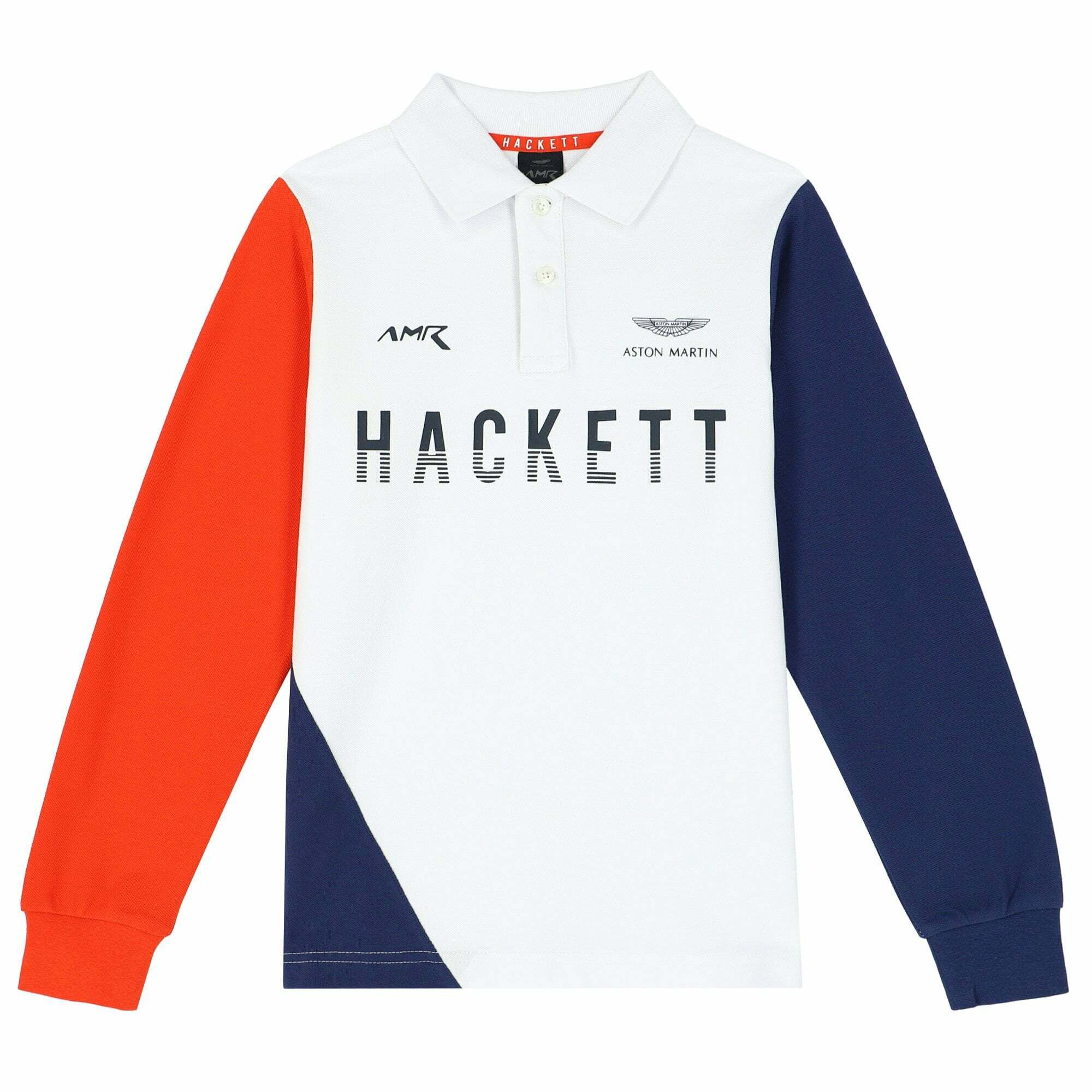 Hackett London Boys White Aston Martin Long Sleeve Polo Shirt Junior Couture UAE