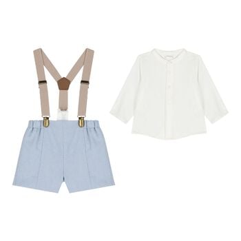 Baby Boys White & Blue Shorts Set