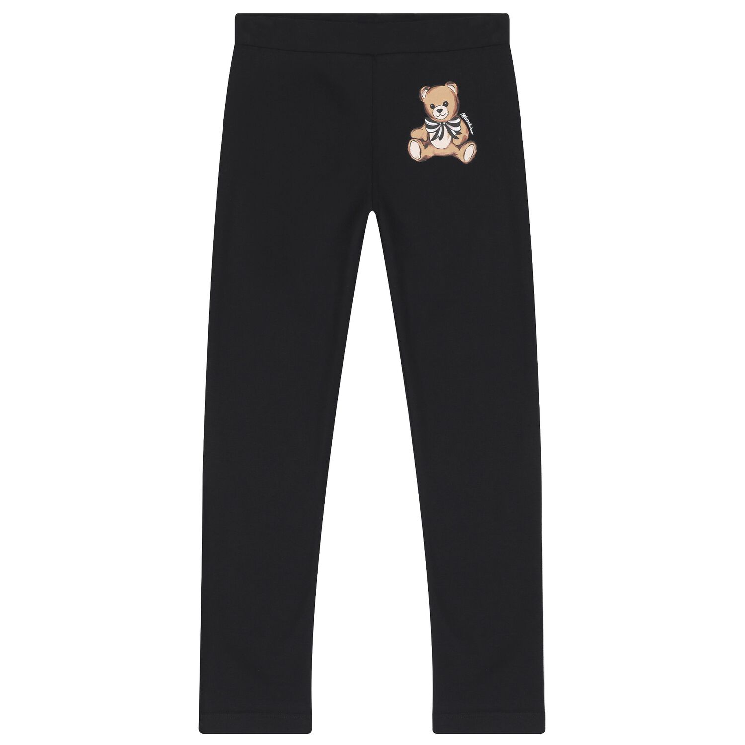 Girls Black Teddy Bear Logo Leggings, 1, hi-res image number null