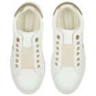 Girls White & Gold Slip-On Trainers, 1, hi-res