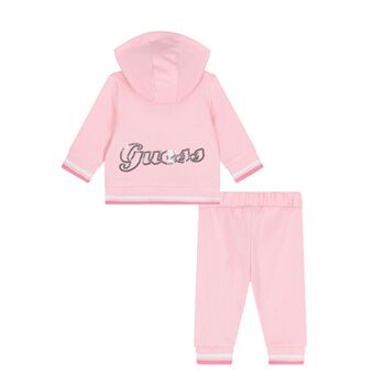 Baby Girls Pink Logo Tracksuit, 1 Baby Girls Pink Logo Tracksuit