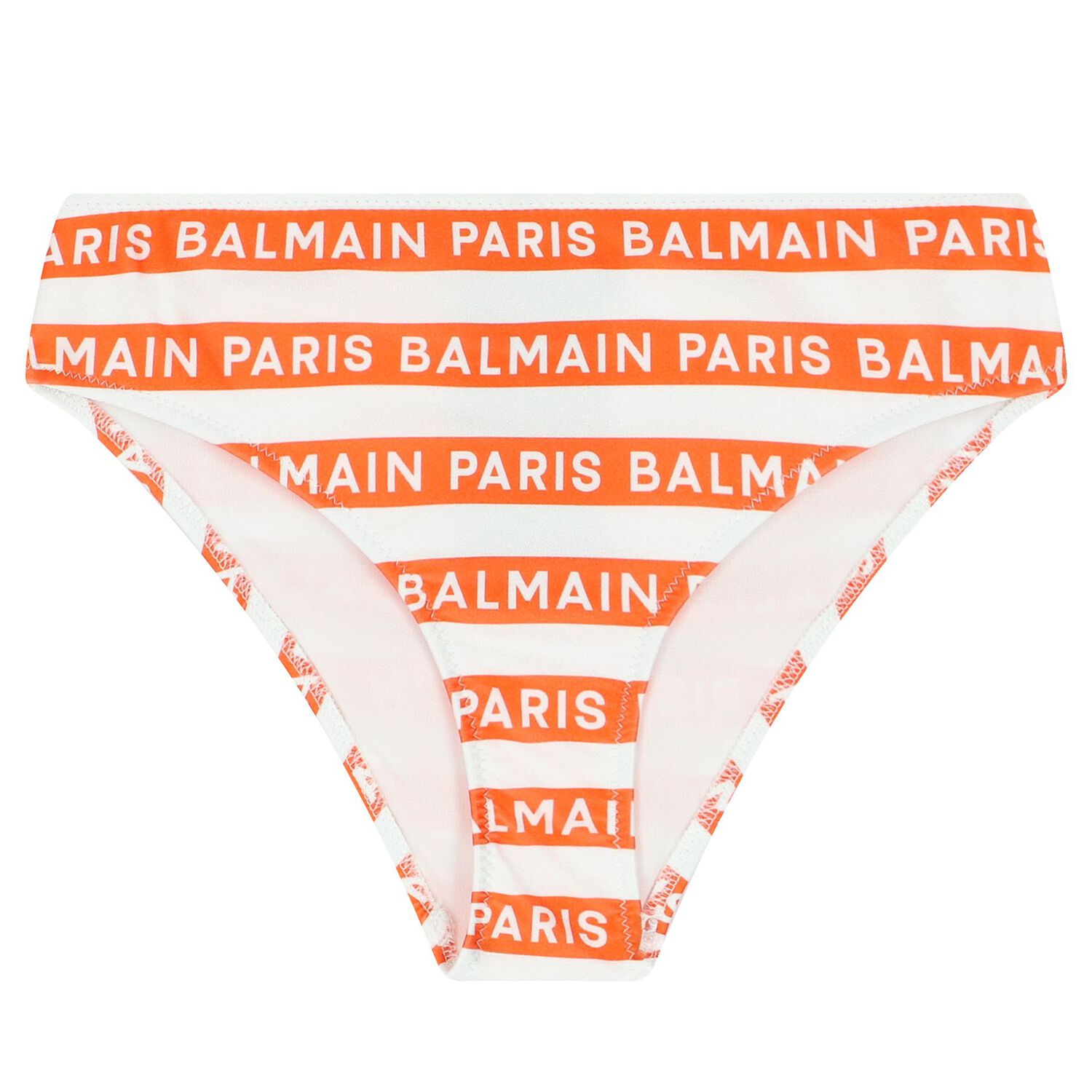 Girls White & Orange Striped Bikini, 1, hi-res