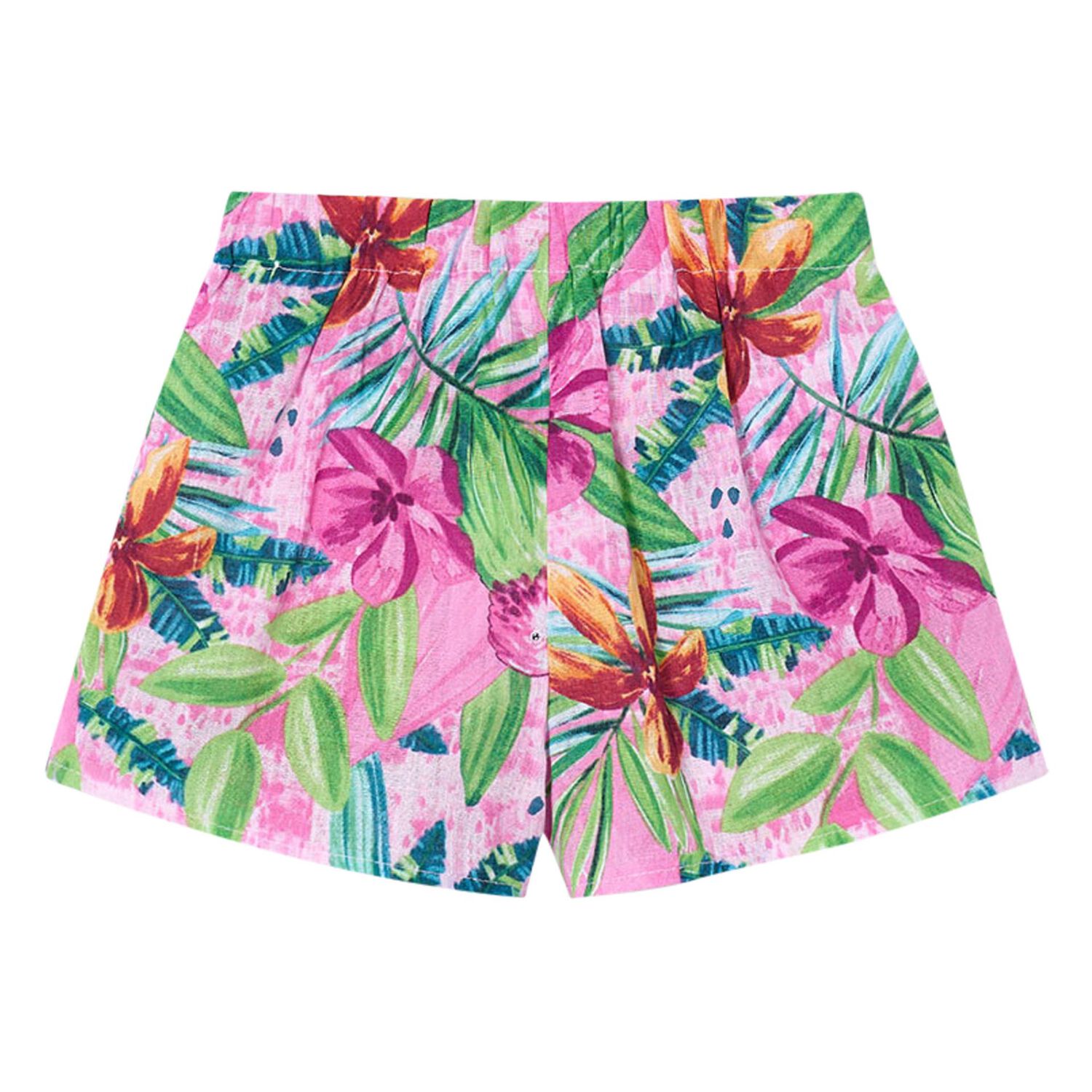 Girls Pink & Green Floral Shorts, 2, hi-res