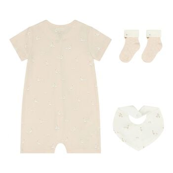 Baby Girls Swan Beige Romper Set