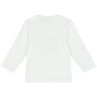 Younger Boys White Logo Long Sleeve Top, 3, hi-res