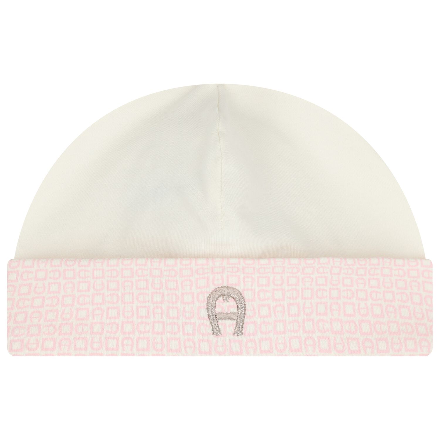 Baby Girls Ivory & Pink Logo Hat, 3, hi-res