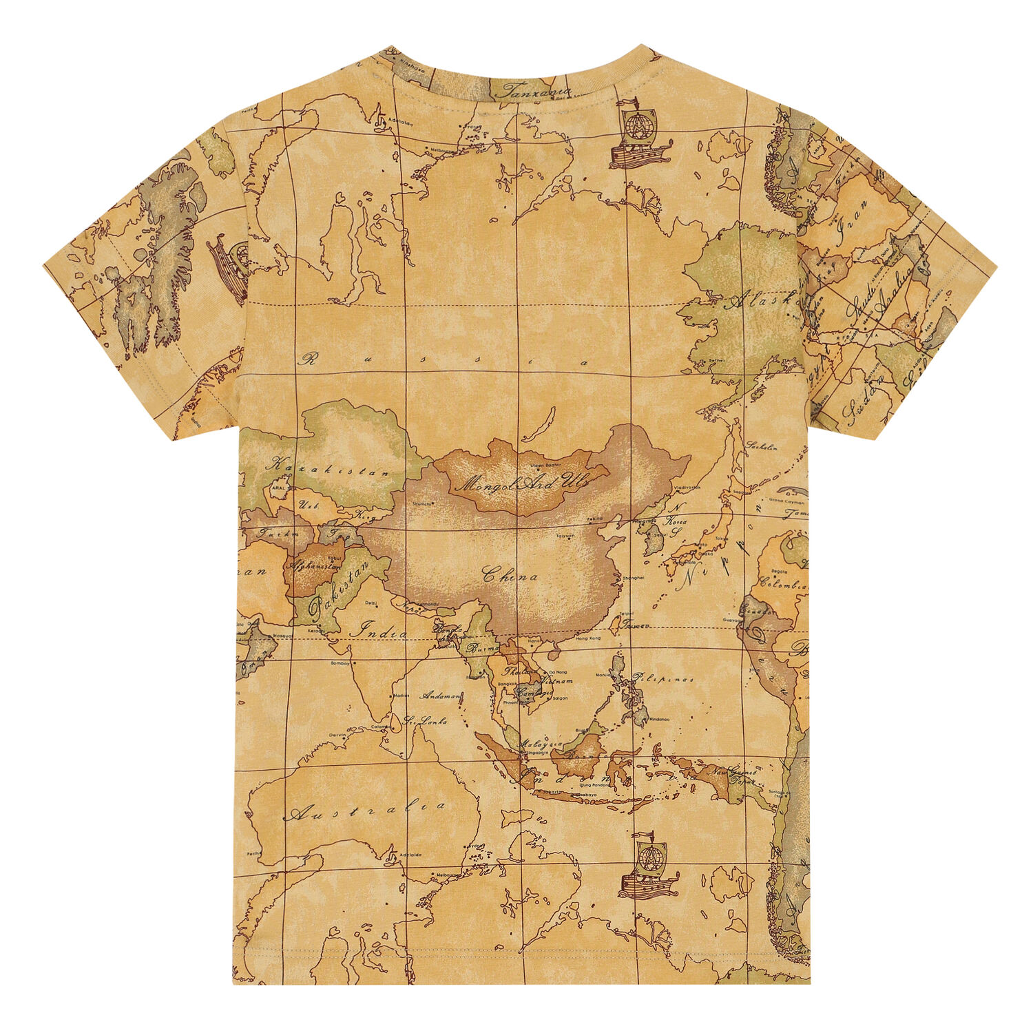 Boys Beige Geo Map T-Shirt, 1, hi-res image number null