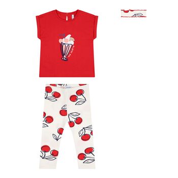 Younger Girls Red & White Cherry Leggings Set