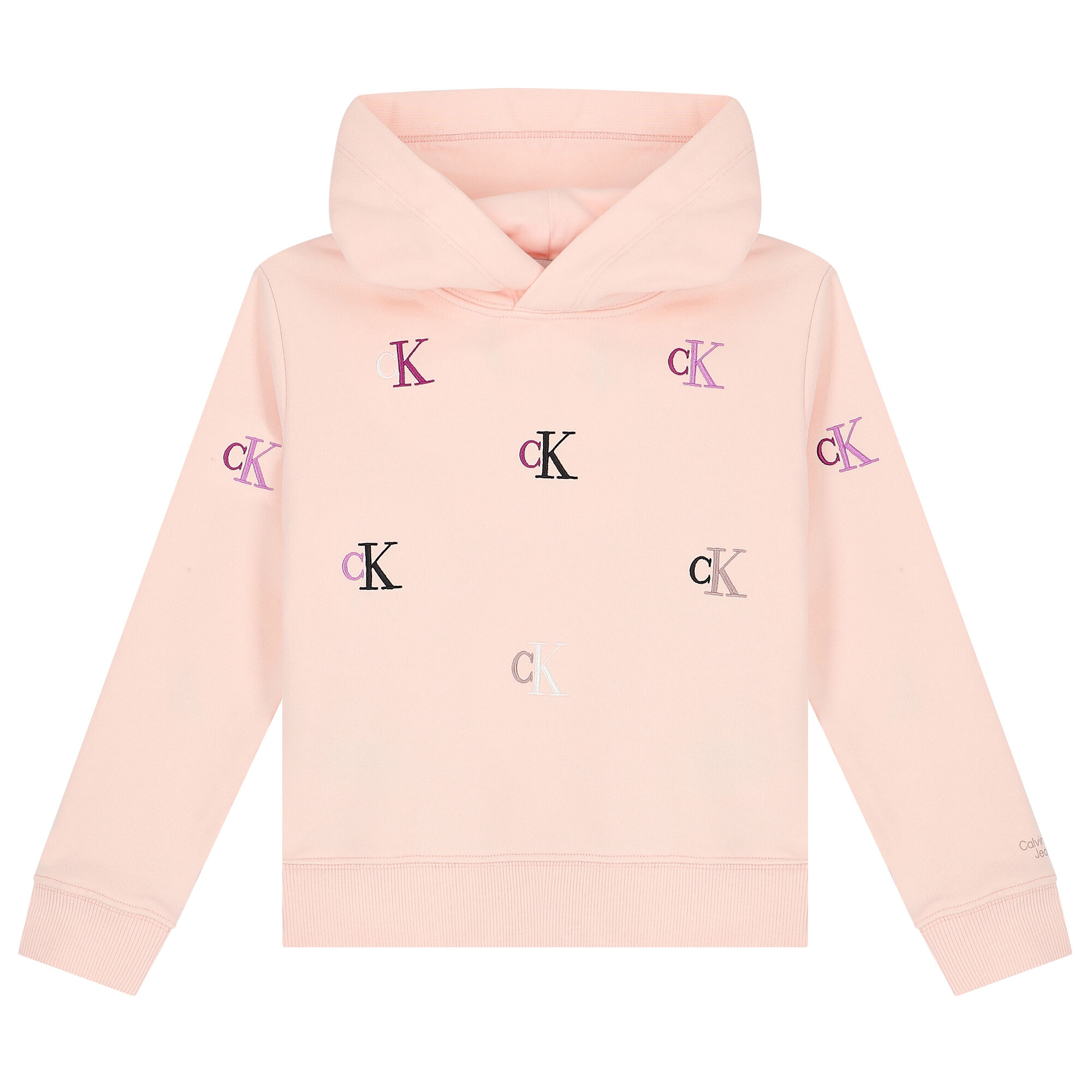 Calvin Klein Girls Pink Logo Hooded Top Junior Couture UAE