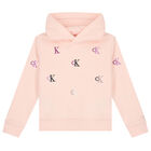 توب هودى بالشعار باللون الوردى للبنات, 1, hi-res