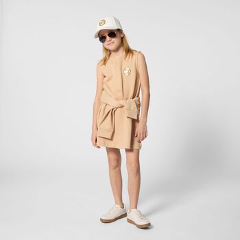 Girls Beige Logo Dress