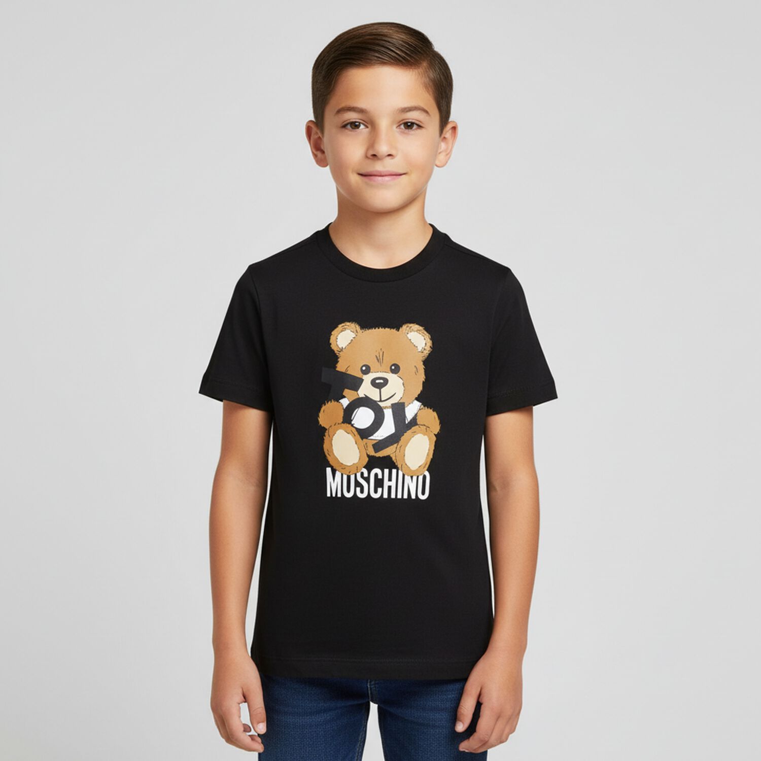Black Teddy Bear Logo T-Shirt, 6, hi-res image number null