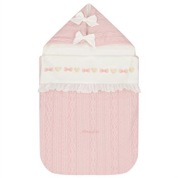 Baby Girls Pink & Ivory Heart & Bow Nest