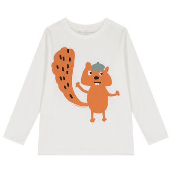 Boys Ivory Squirrel Long Sleeve Top