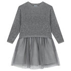 Girls Grey Glitters Dress Set, 2, hi-res