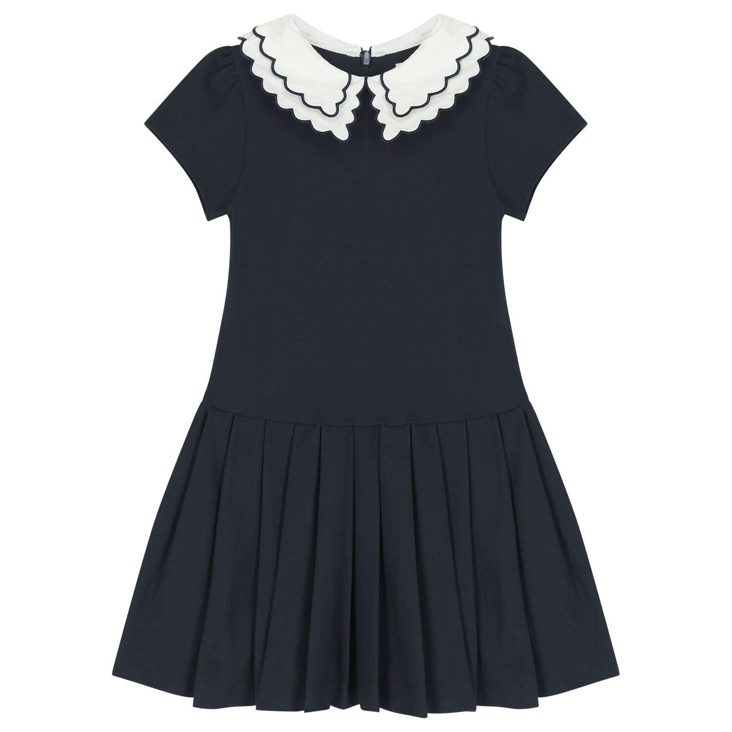 Girls Navy Blue Pleated Dress, 1, hi-res