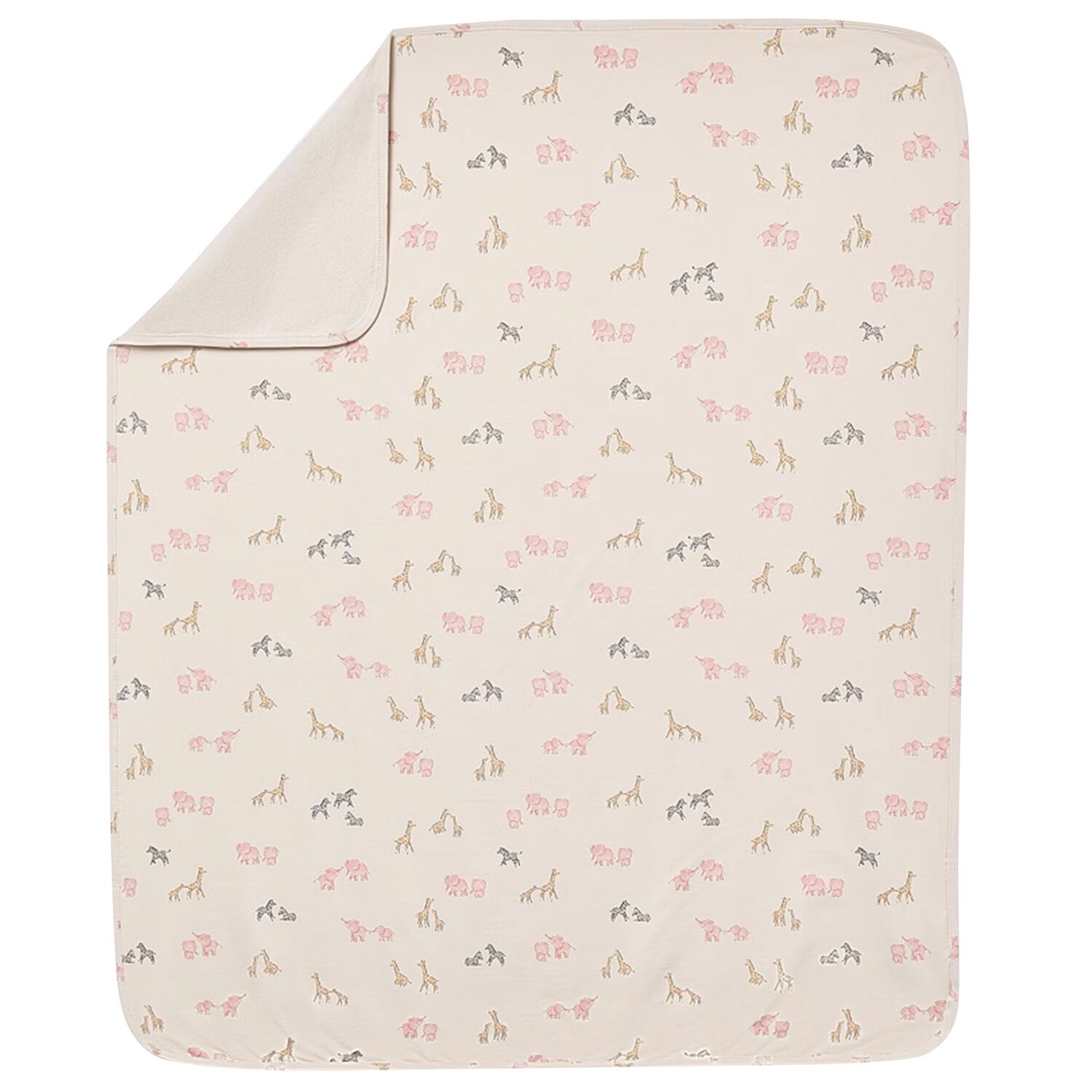 Baby Girls Beige & Pink Animals Blanket, 2, hi-res image number null