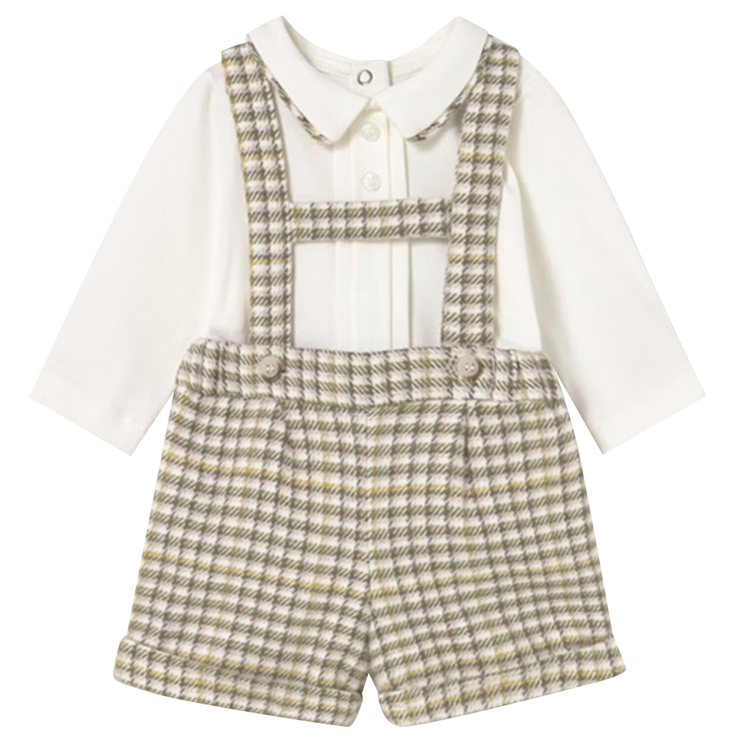 Baby Boys Ivory & Green Checked Shorts Set, 2, hi-res image number null