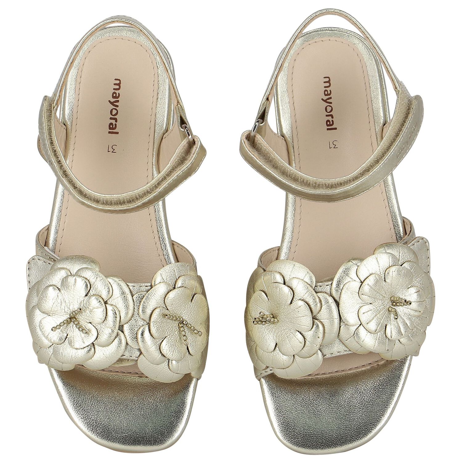 Girls Gold Floral Sandals, 1, hi-res image number null