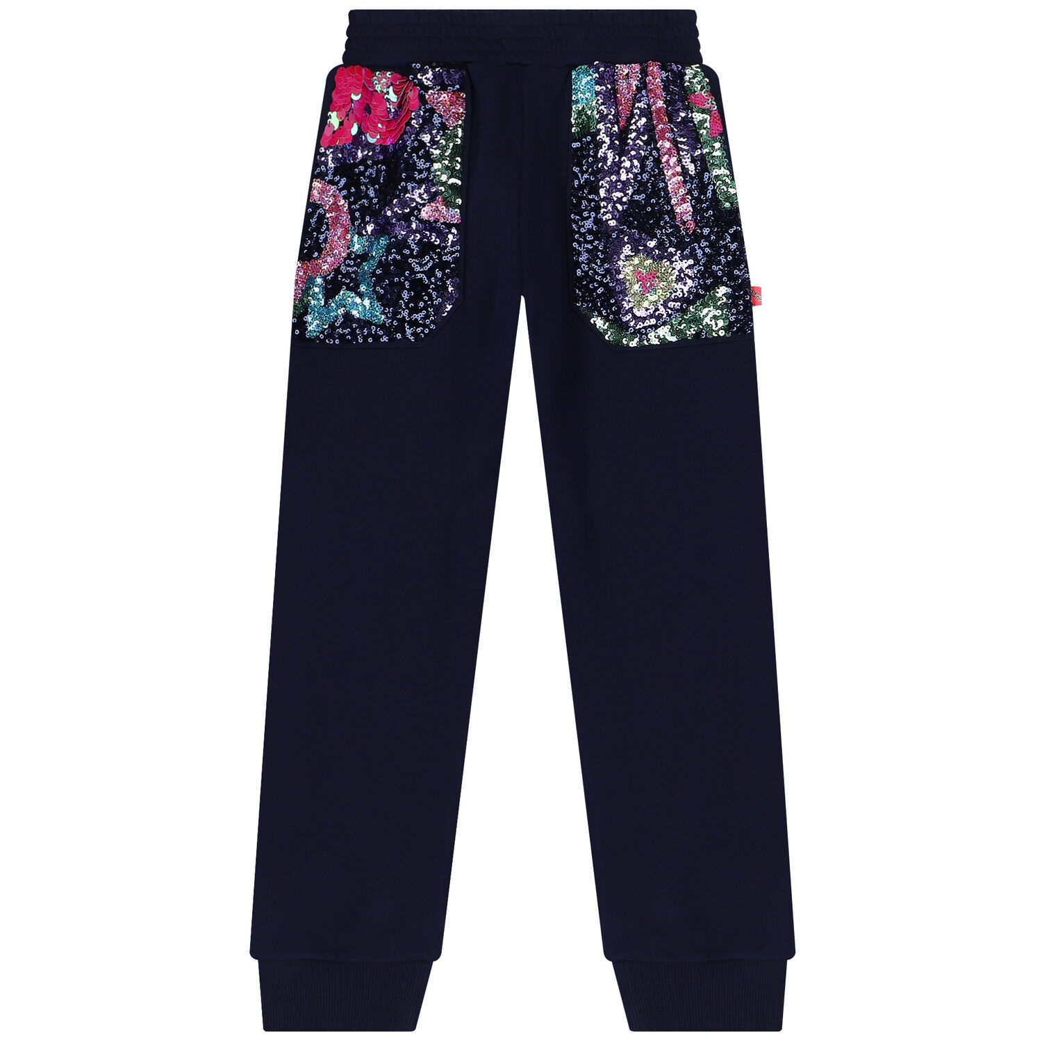 Girls Navy Blue Sequins Joggers, 1, hi-res image number null