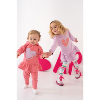 Girl Pink Hear Logo Leggings Set